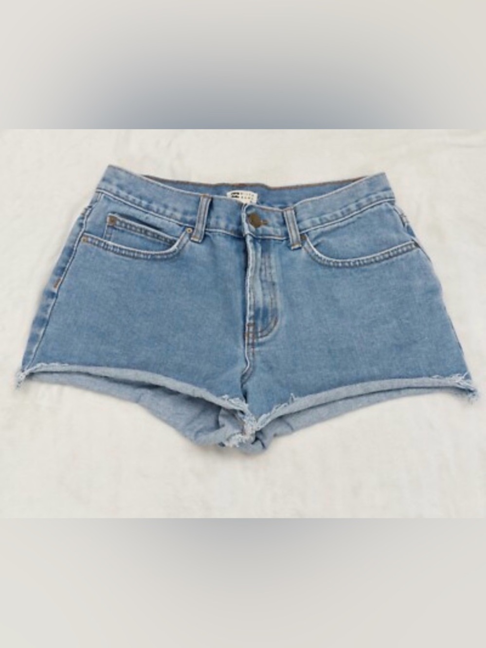 BILLABONG WOMENS BLUE JEAN HIGH RISE CUT OFF 100% COTTON DENIM SHORTS SIZE 28